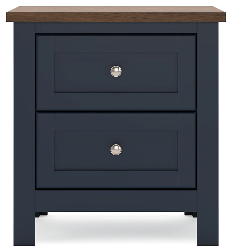 Landocken - Two Drawer Night Stand - Brown / Blue