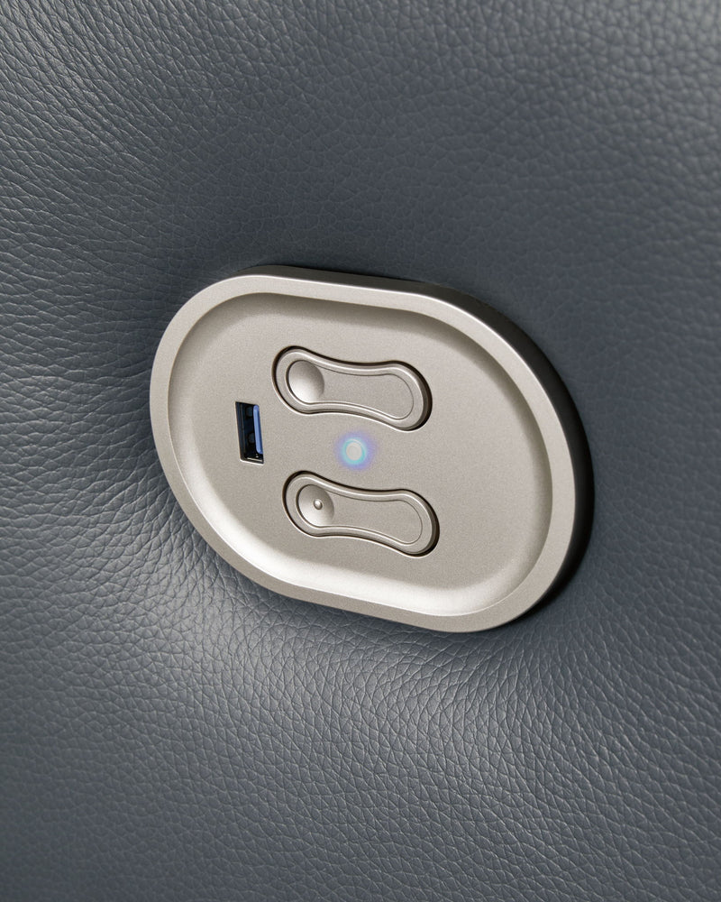 Mindanao - Pwr Reclining Sofa With Adj Headrest - Leather Match - Steel