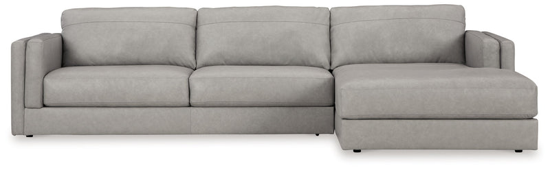 Amiata - 2-Piece Sectional With Raf Corner Chaise - Leather Match - Glacier