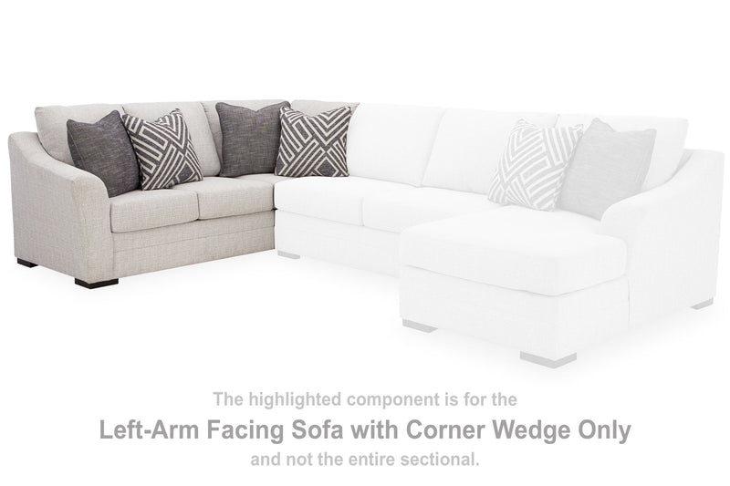 Koralynn - Laf Sofa with Corner Wedge - Stone