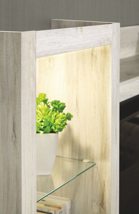 Bellaby - Entertainment Center - TV Stand With Faux Firebrick Fireplace Insert - Whitewash