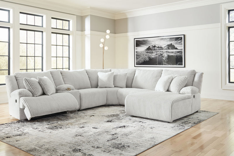 Top Tier - 6-Piece Reclining Sectional With Raf Chaise - Fabric - Alloy