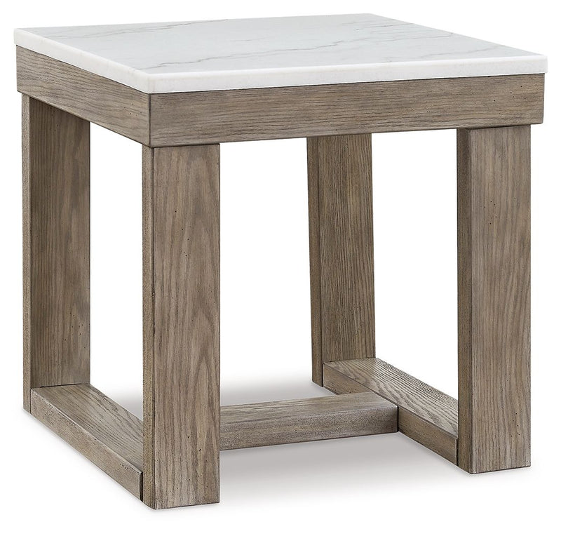 Loyaska - Square End Table - Brown / Ivory