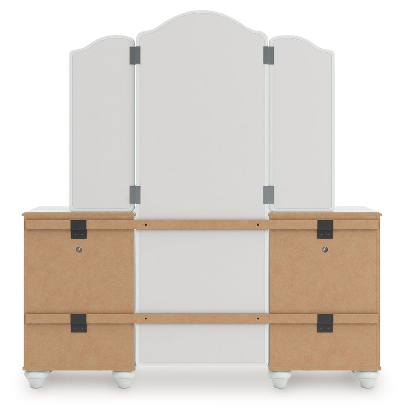 Kozlani - 3 Pc. - Vanity, Mirror And Stool - White