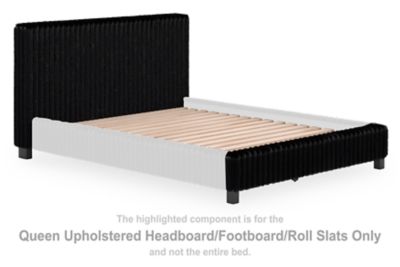 Zuraleus - Queen Upholstered Headboard/Footboard/Roll Slats - Black