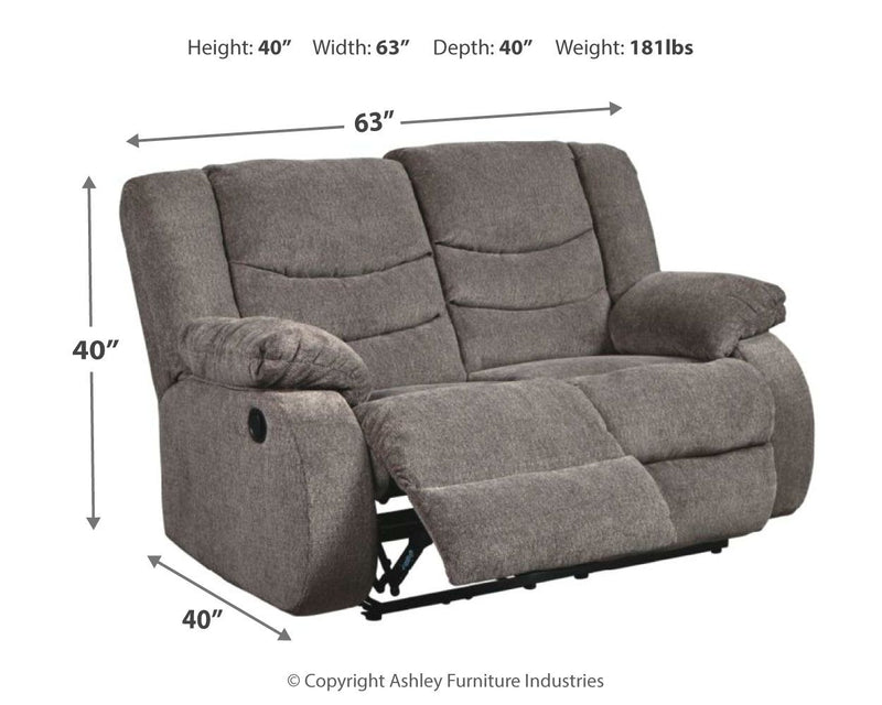 Tulen - Reclining Loveseat - Dark Gray