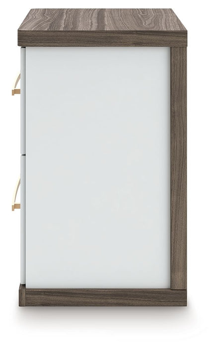 Kendanport - Two Drawer Night Stand - Brown / White