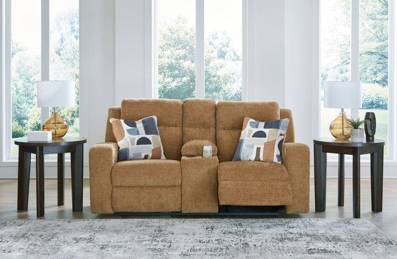 Kanlow - Dbl Reclining Loveseat With Console - Honey