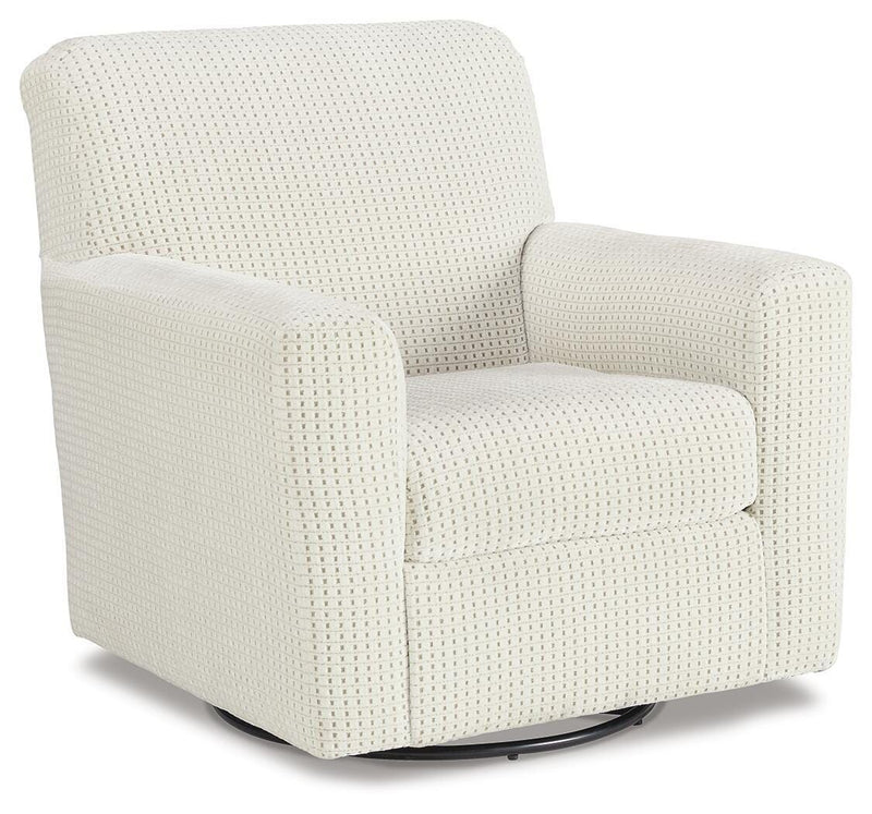 Herstow - Swivel Glider Accent Chair - Ivory - Fabric