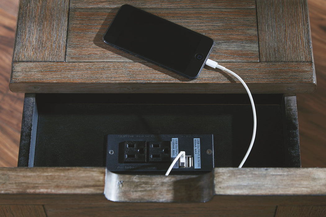 Tyler Creek - Chair Side End Table - Grayish Brown / Black