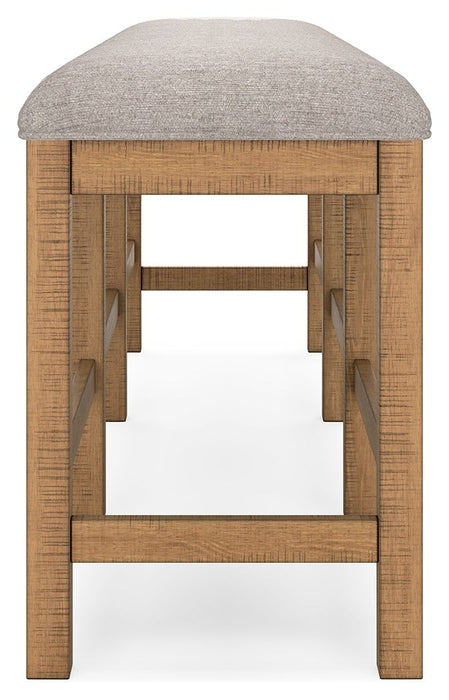 Havonplane - XL Counter Height Upholstered Dining Bench - Brown