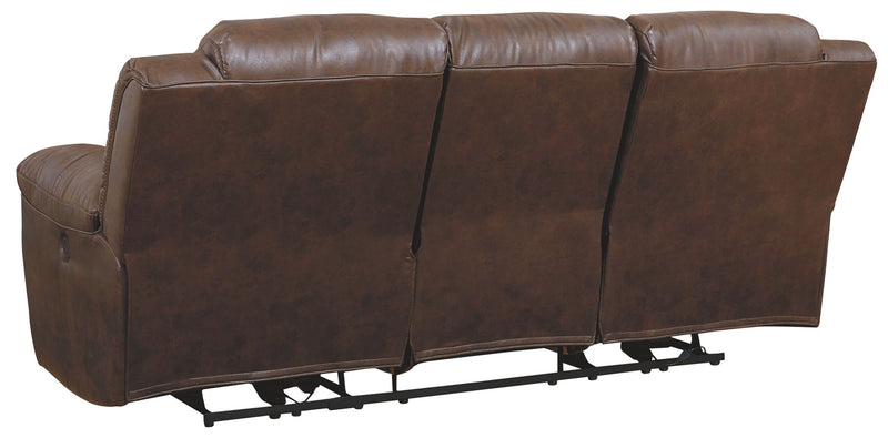 Stoneland - Power Reclining Sofa - Faux Leather - Chocolate