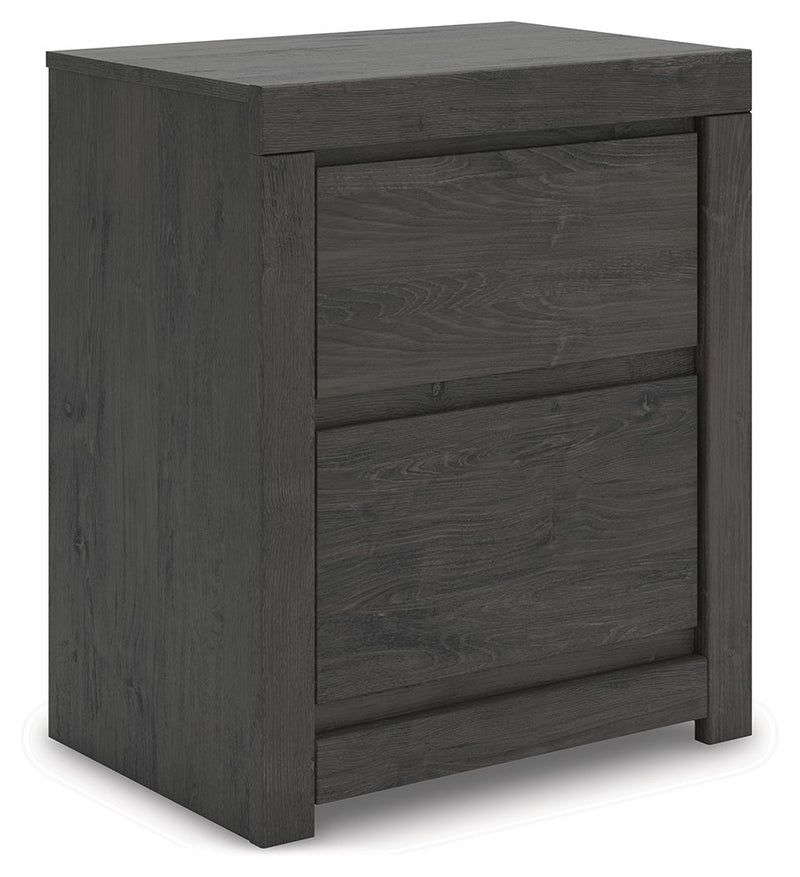 Fraluna - Two Drawer Night Stand - Charcoal