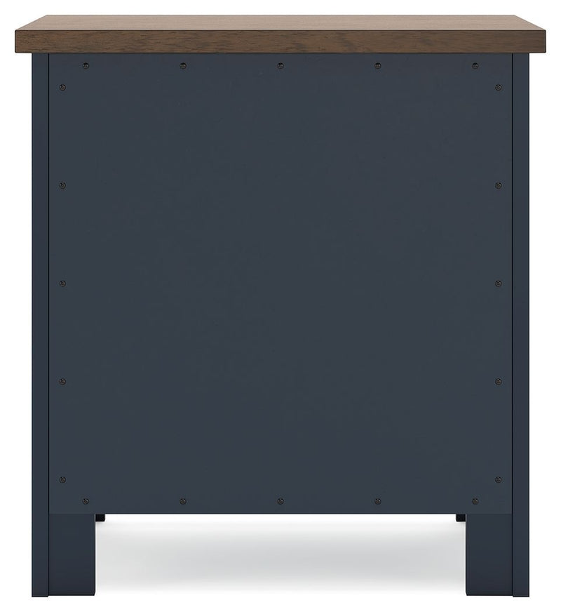 Landocken - Two Drawer Night Stand - Brown / Blue