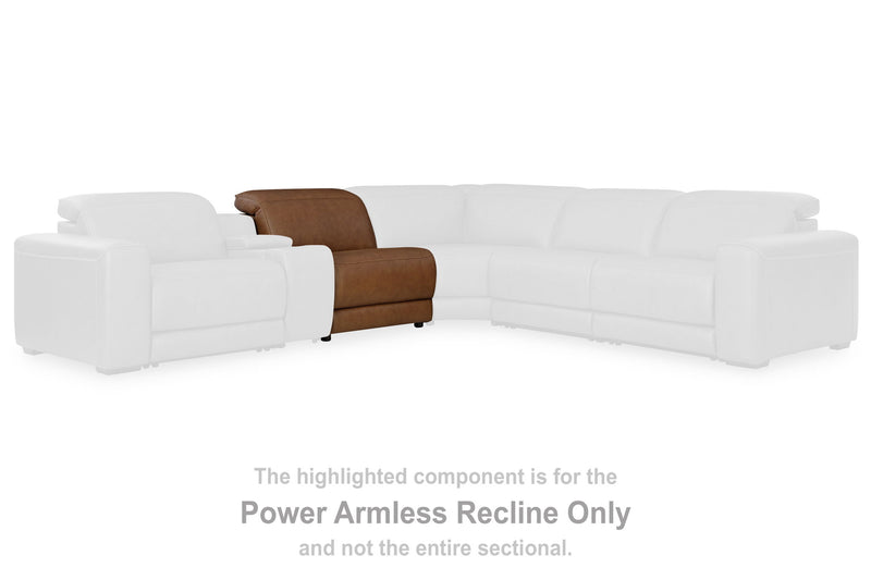 Magic Man - Power Armless Recliner With Adj Headrest - Caramel