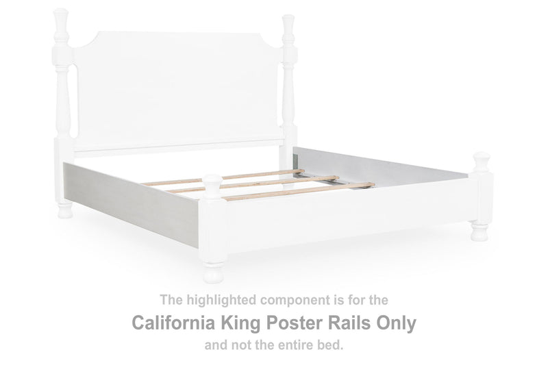 Rowlenstown - California King Poster Rails - Antique White