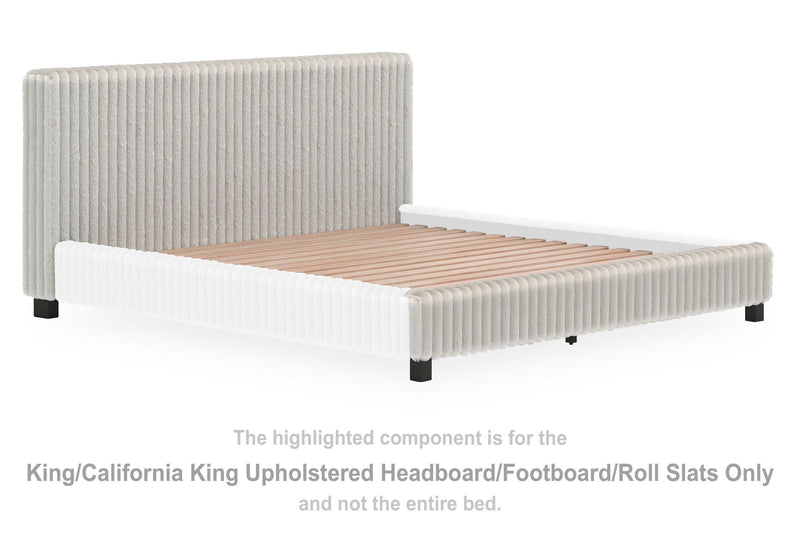 Zuraleus - King / California King Upholstered Headboard / Footboard / Roll Slats - Gray