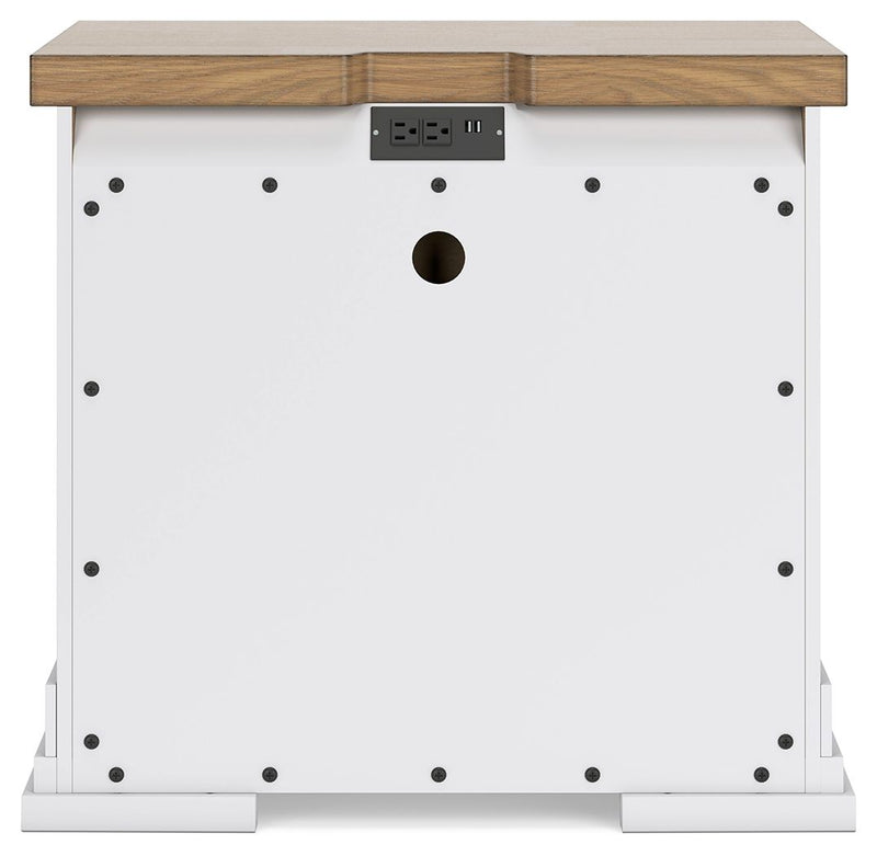 Ashbryn - Three Drawer Night Stand - White / Natural