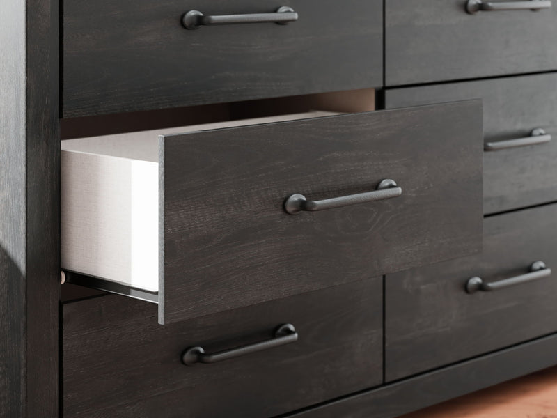 Hollivern - Six Drawer Dresser - Dark Gray