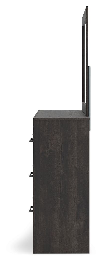 Hollivern - 4 Pc. - Twin Panel Storage Bed, Dresser, Mirror And Chest - Dark Gray
