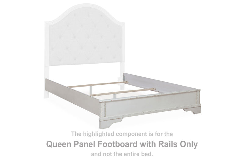 Blendon - Queen Panel Footboard W/Rails - Chipped White