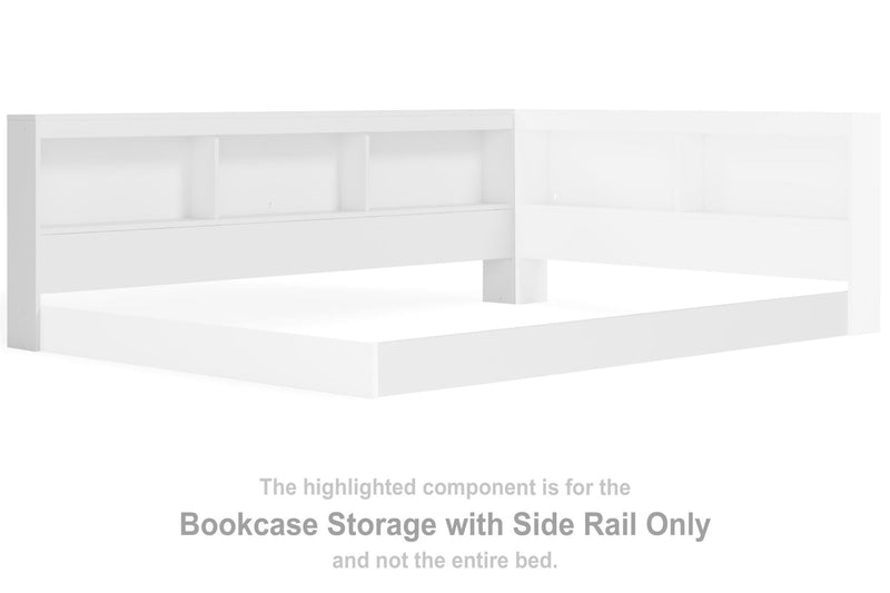 Piperton - Bookcase Storage w/Side Rail - White