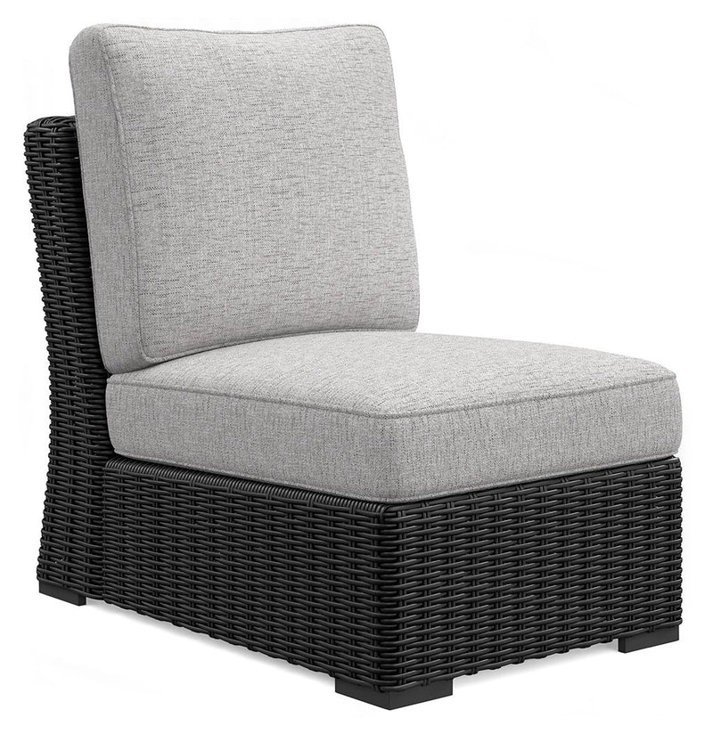 Beachcroft - Armless Chair With Cushion - Black / Light Gray