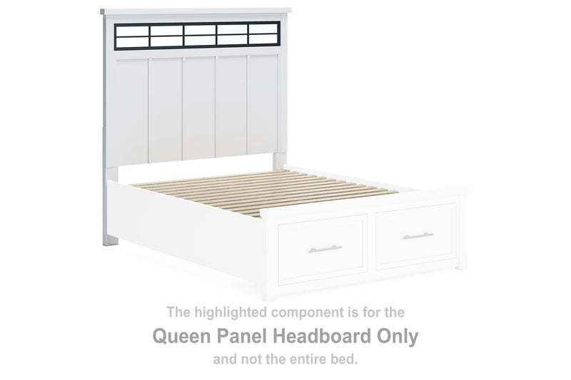 Ashbryn - Queen Panel Headboard - White / Natural