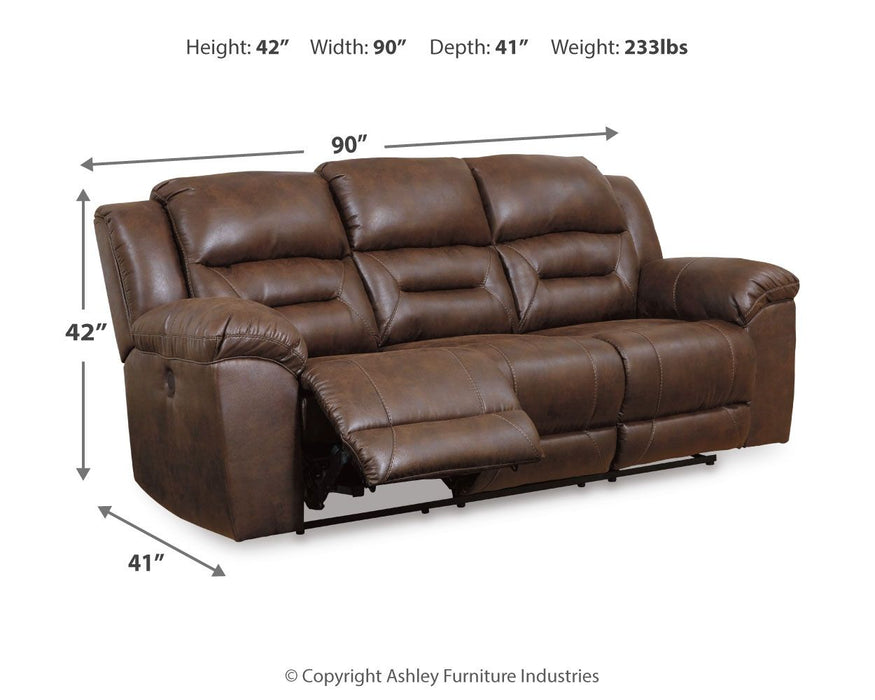 Stoneland - Power Reclining Sofa - Faux Leather - Chocolate