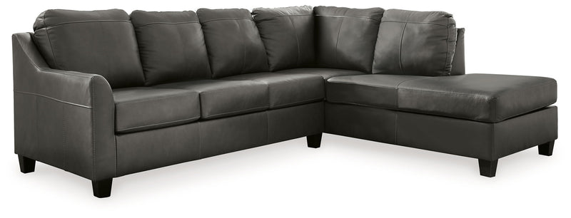 Valderno - 2-Piece Sectional With Raf Corner Chaise - Leather Match - Fog