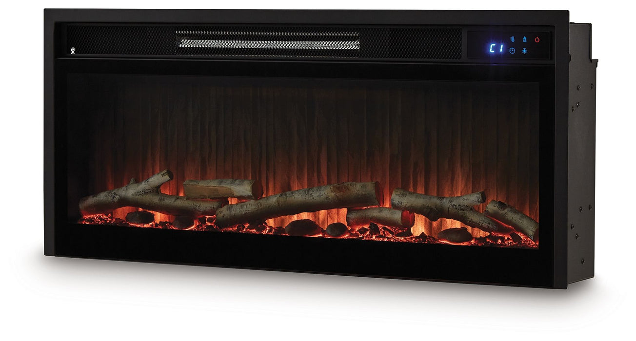 Entertainment Accessories - Fireplace Insert With Faux Birch Log Set - Black