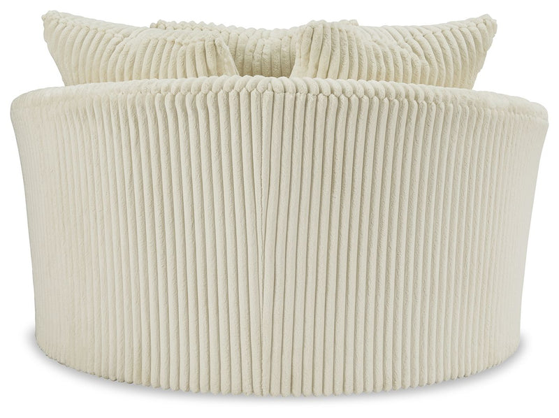 Lindyn - Oversized Swivel Accent Chair - Fabric - Ivory