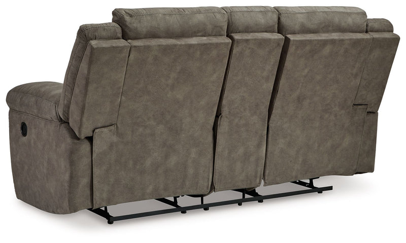 Laresview - Dbl Reclining Loveseat With Console - Faux Leather - Fossil