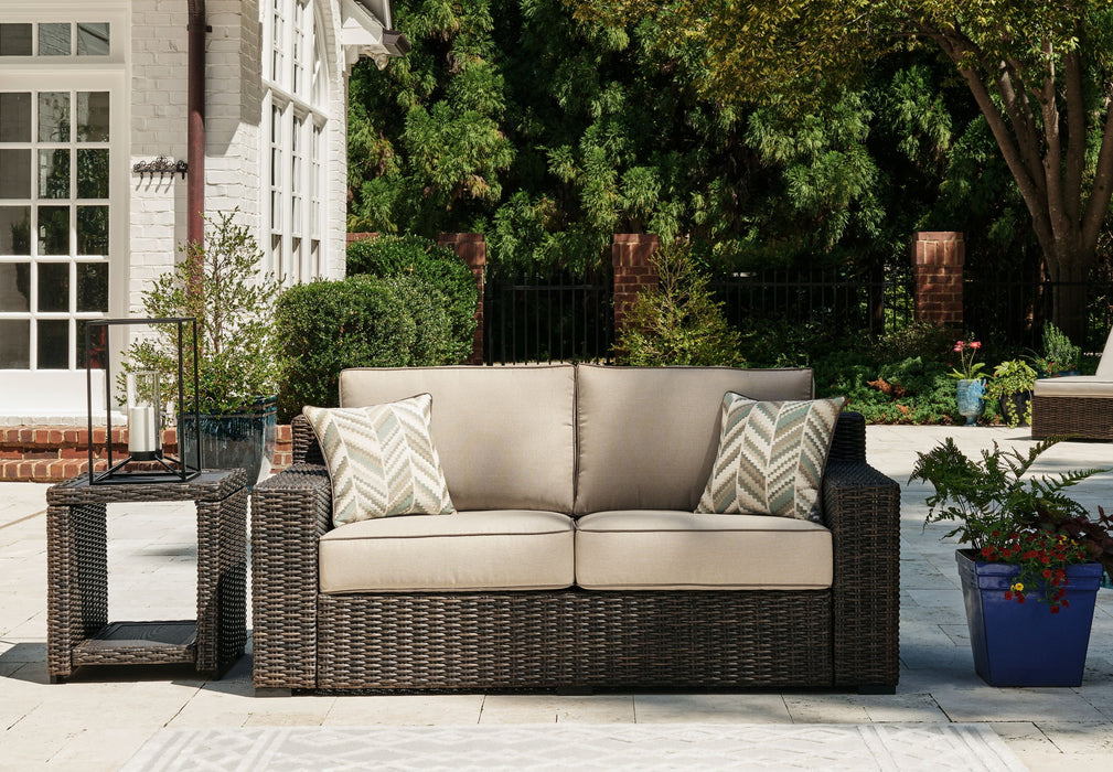 Coastline Bay - Loveseat W/Cushion - Brown