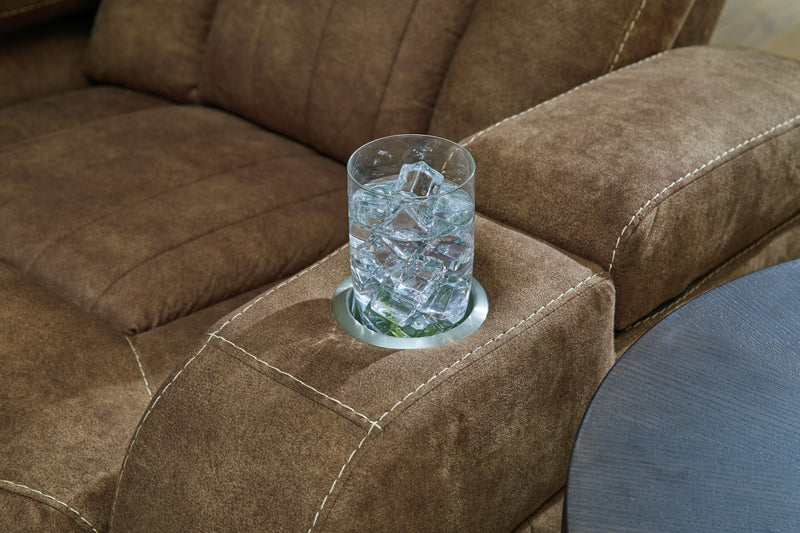 Wolfridge - Power Reclining Loveseat With Console /Adj Hdrst - Brindle