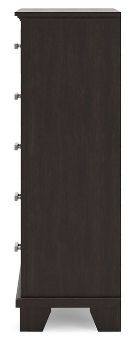 Covetown - Five Drawer Chest - Dark Brown