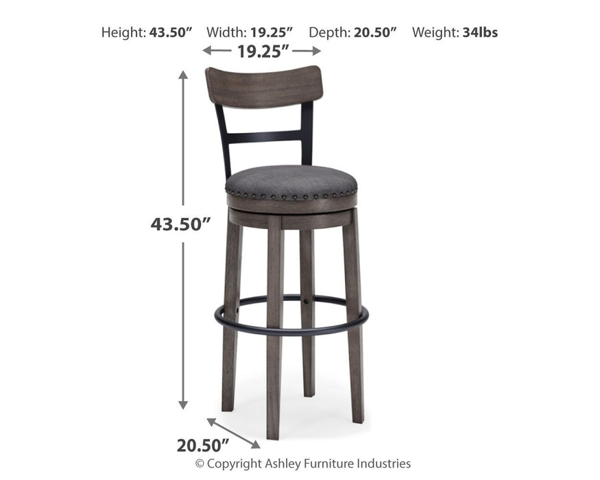 Caitbrook - Tall UPH Swivel Barstool - Gray