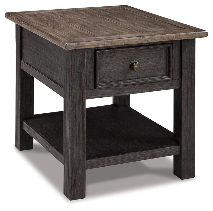Tyler Creek - Rectangular End Table - Grayish Brown / Black