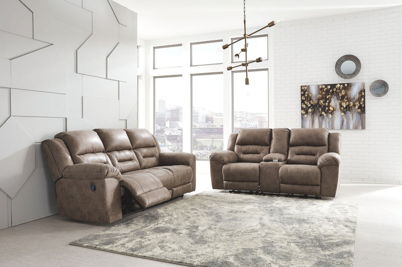Stoneland - Reclining Sofa - Faux Leather - Fossil
