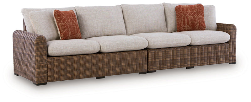 Dolan Creek - RAF/LAF Loveseat With Cushion (Set of 2) - Beige / Brown