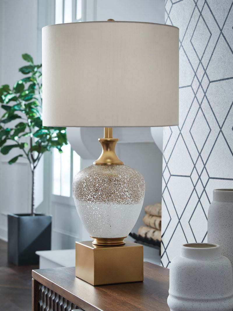 Tavisburg - Glass Table Lamp - Brown / White / Gold