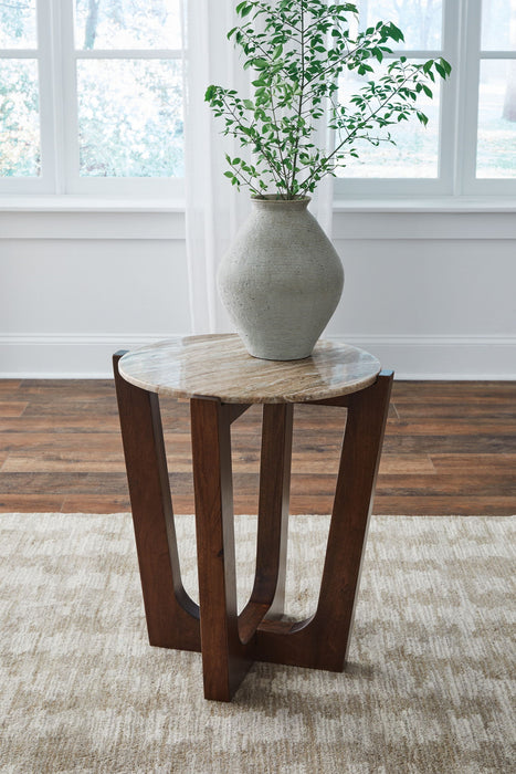 Tanidore - Round End Table - Warm Brown