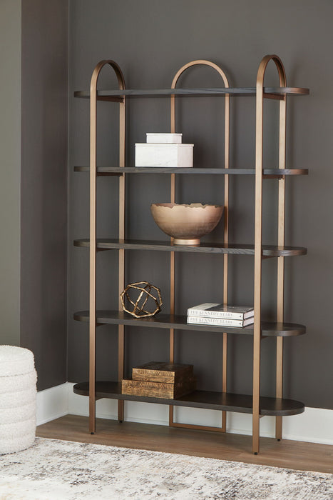 Brentmour - Bookcase - Brown / Gold Finish