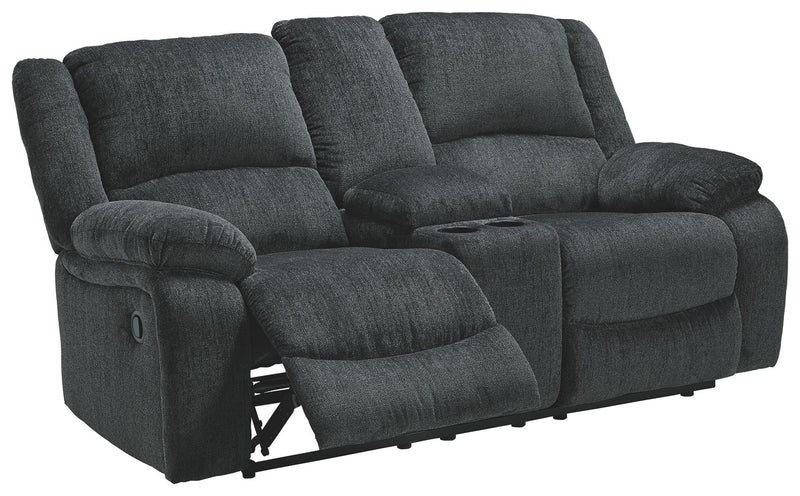 Draycoll - Dbl Reclining Loveseat W/Console - Fabric - Slate