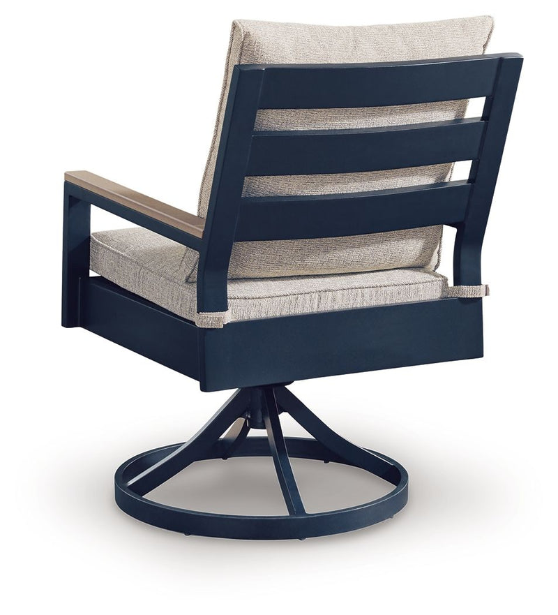 East Beach - Swivel Chair With Cushion (Set of 2) - Blue