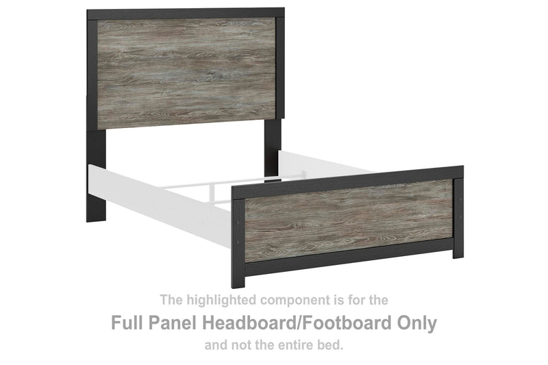 Broachmyn - Full Panel Headboard/Footboard - Black / Gray - Wood