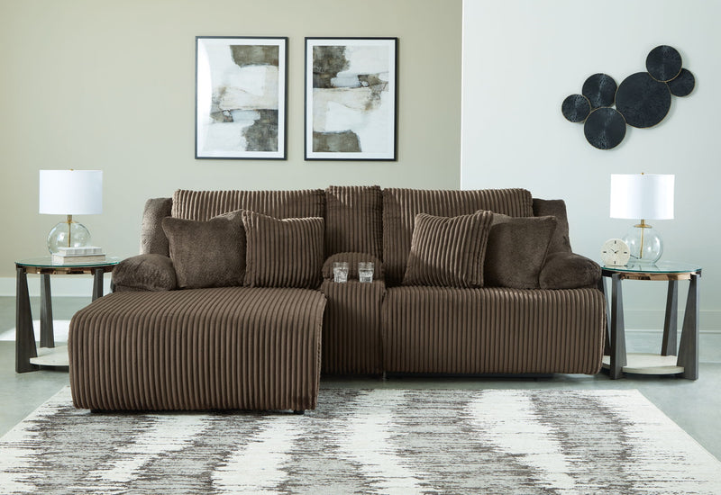 Top Tier - 3-Piece Reclining Sectional Sofa With Laf Press Back Chaise - Fabric - Chocolate