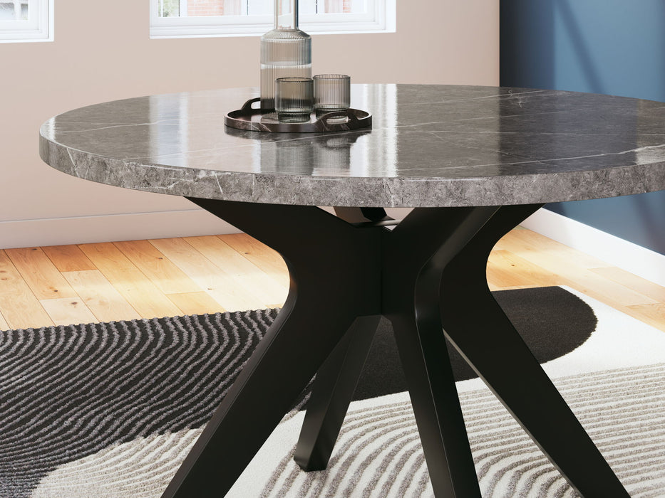 Glinari - Round Dining Room Table - Taupe / Black