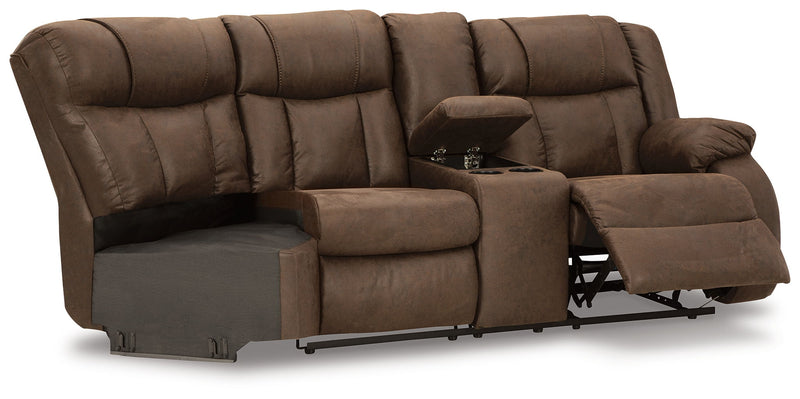 Trail Boys - Raf Reclining Loveseat With Console - Faux Leather - Walnut