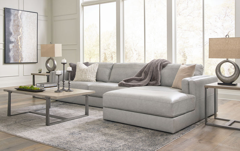 Amiata - 2-Piece Sectional With Raf Corner Chaise - Leather Match - Glacier